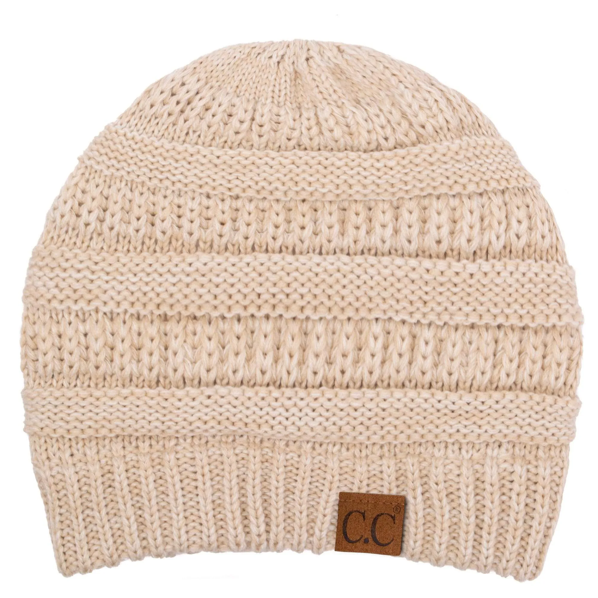 C.C YJ800 - Trendy Warm Chunky Soft Stretch Two-Toned Cable Knit Beanie Skully