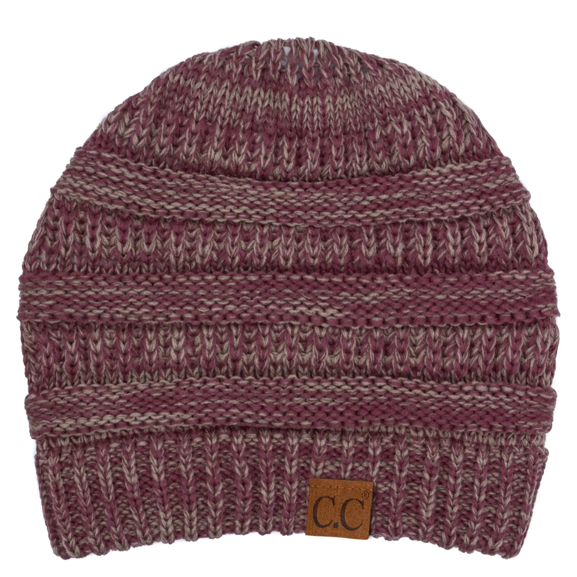 C.C YJ800 - Trendy Warm Chunky Soft Stretch Two-Toned Cable Knit Beanie Skully