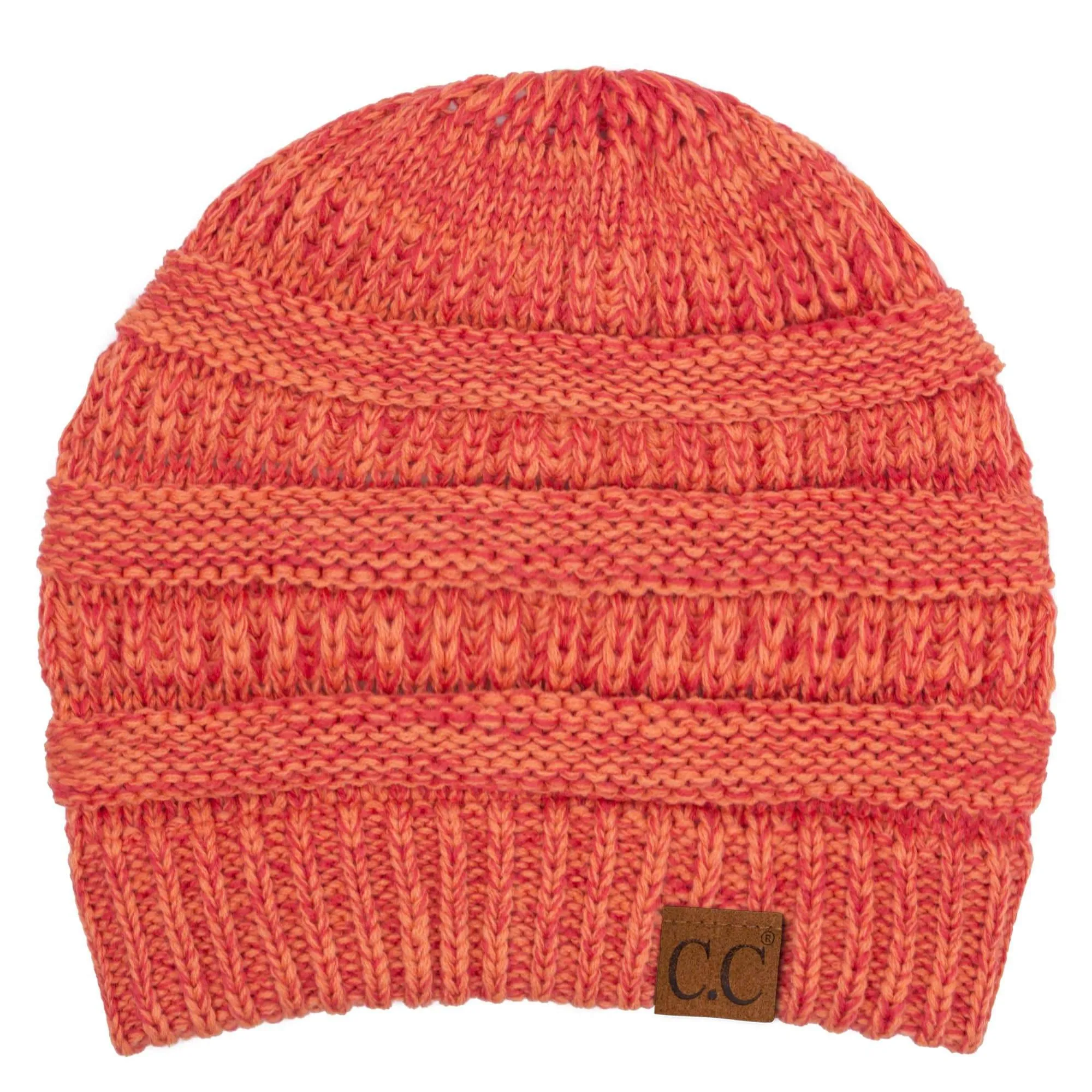 C.C YJ800 - Trendy Warm Chunky Soft Stretch Two-Toned Cable Knit Beanie Skully