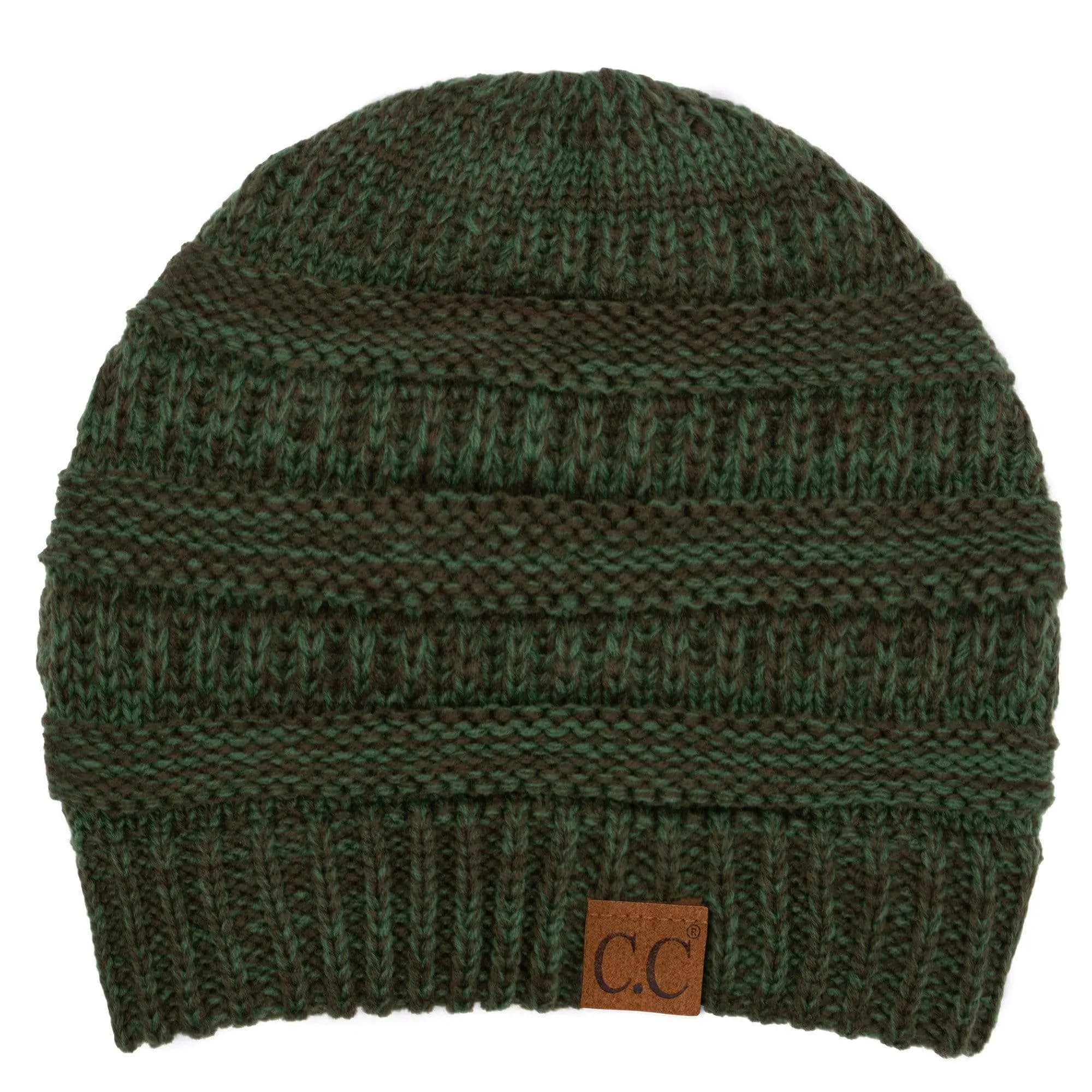 C.C YJ800 - Trendy Warm Chunky Soft Stretch Two-Toned Cable Knit Beanie Skully