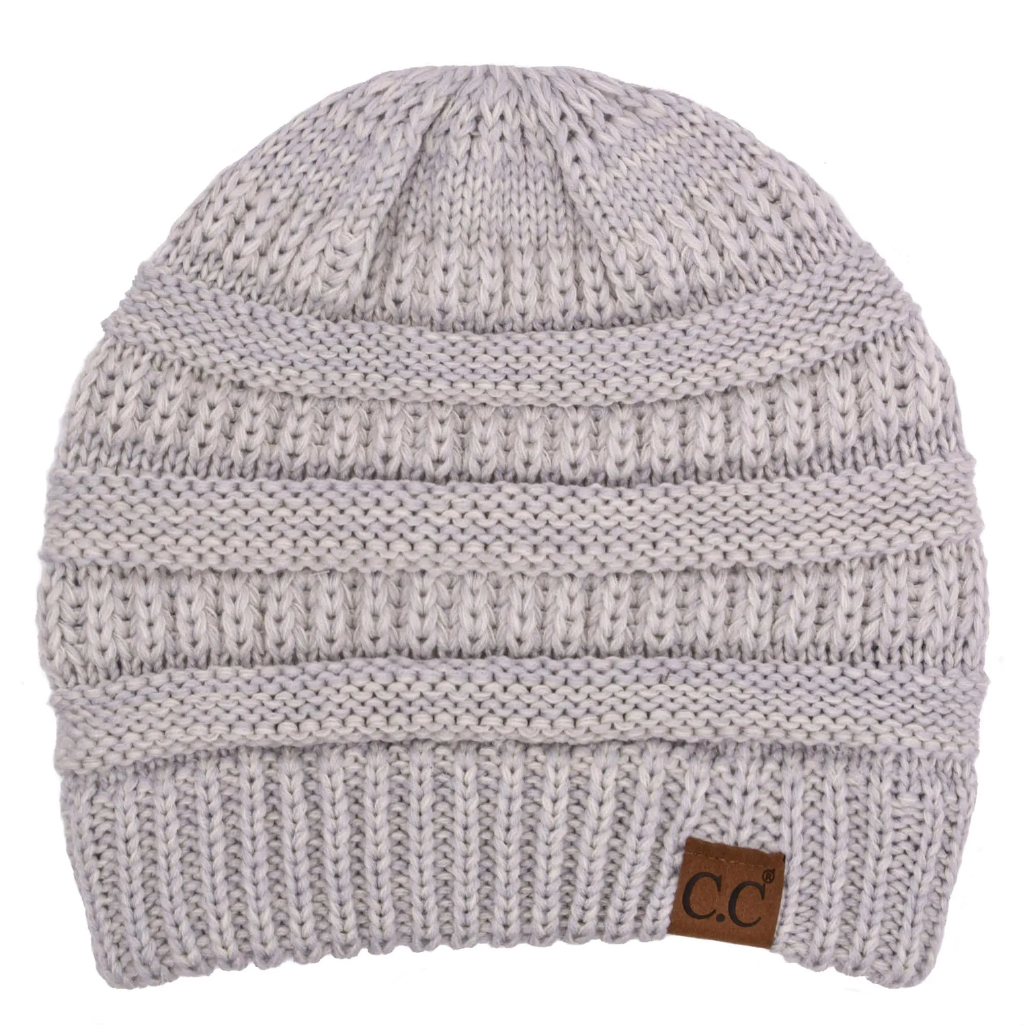 C.C YJ800 - Trendy Warm Chunky Soft Stretch Two-Toned Cable Knit Beanie Skully