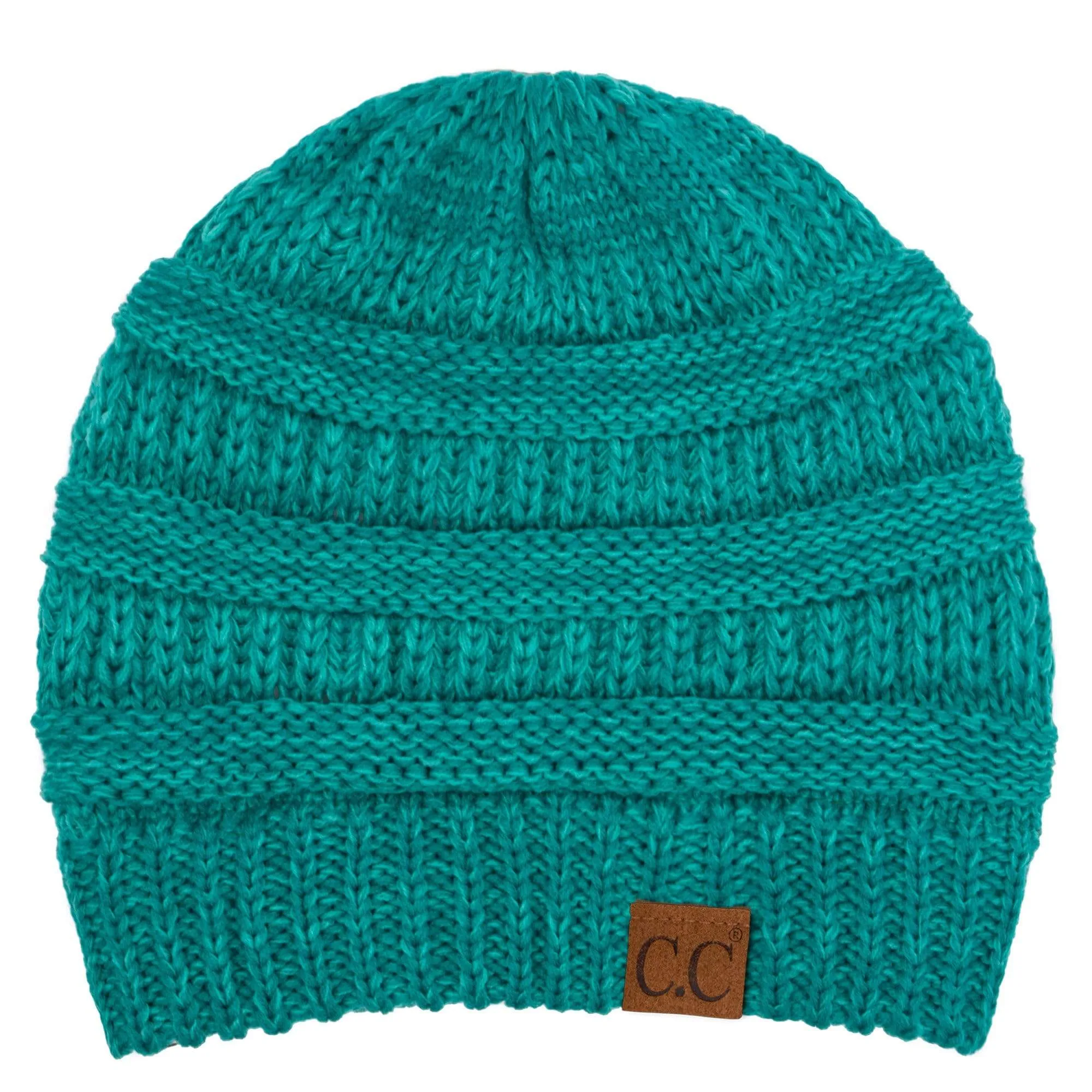 C.C YJ800 - Trendy Warm Chunky Soft Stretch Two-Toned Cable Knit Beanie Skully