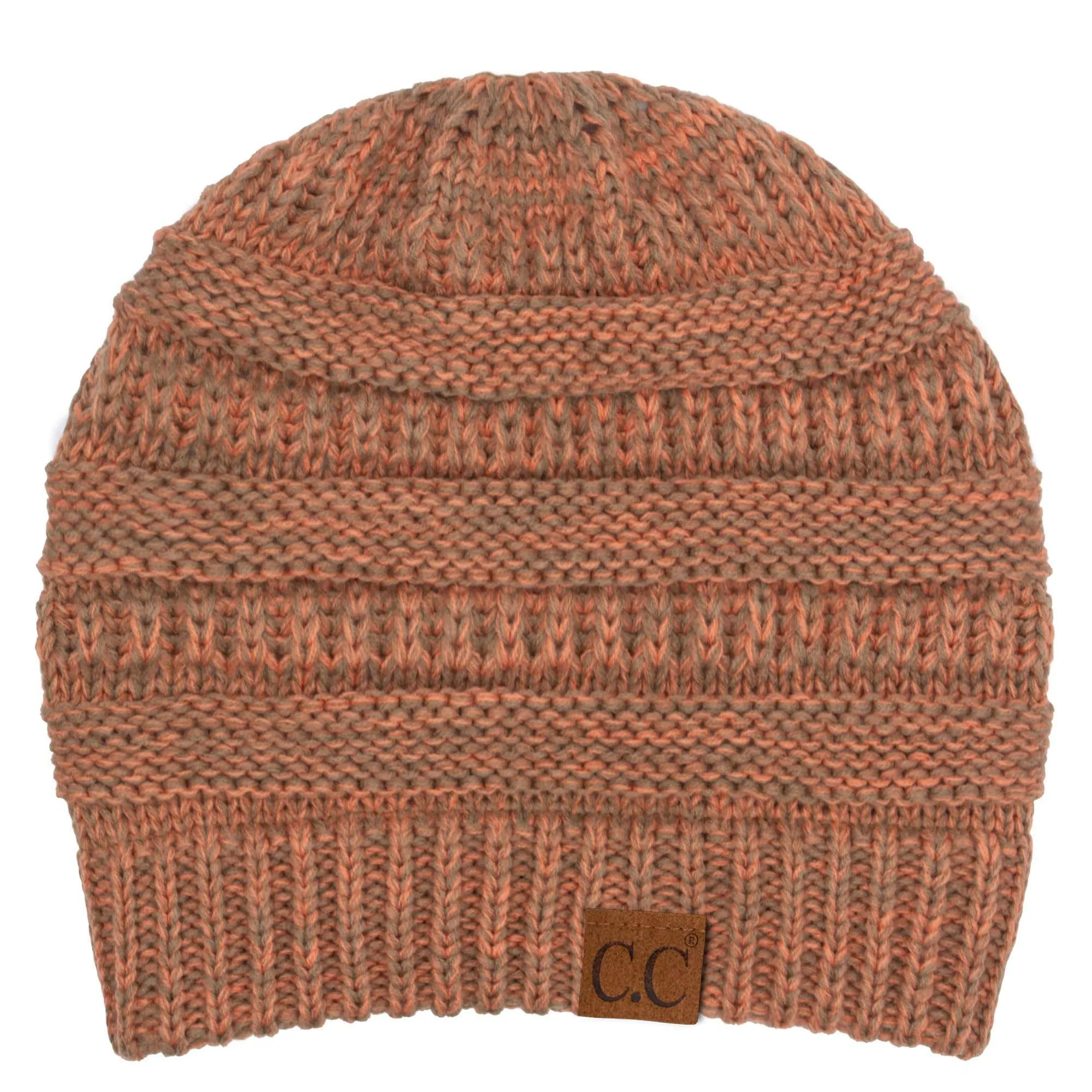 C.C YJ800 - Trendy Warm Chunky Soft Stretch Two-Toned Cable Knit Beanie Skully