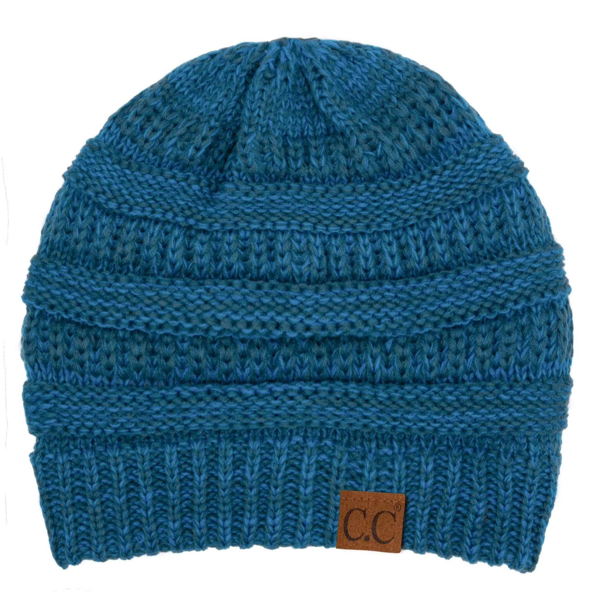 C.C YJ800 - Trendy Warm Chunky Soft Stretch Two-Toned Cable Knit Beanie Skully