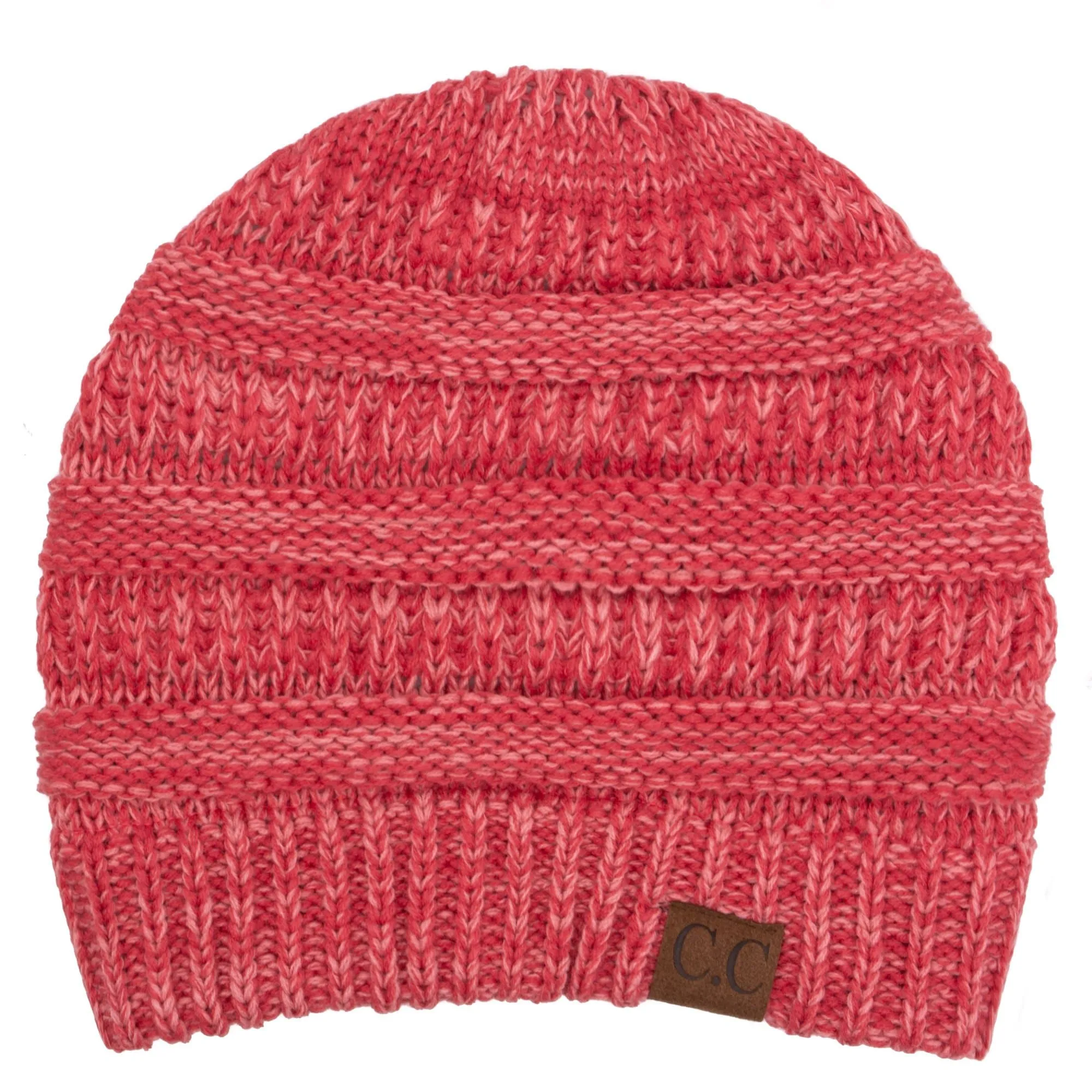 C.C YJ800 - Trendy Warm Chunky Soft Stretch Two-Toned Cable Knit Beanie Skully