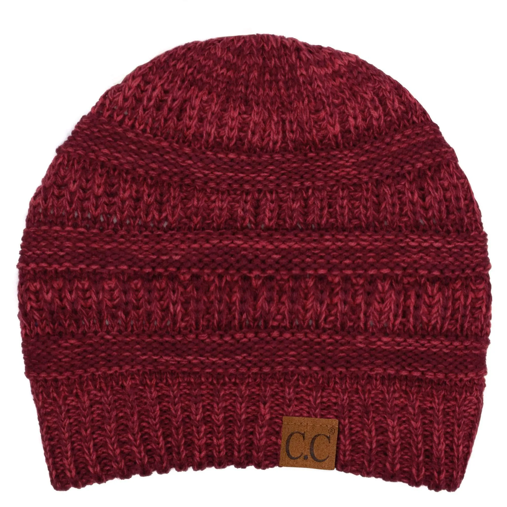 C.C YJ800 - Trendy Warm Chunky Soft Stretch Two-Toned Cable Knit Beanie Skully