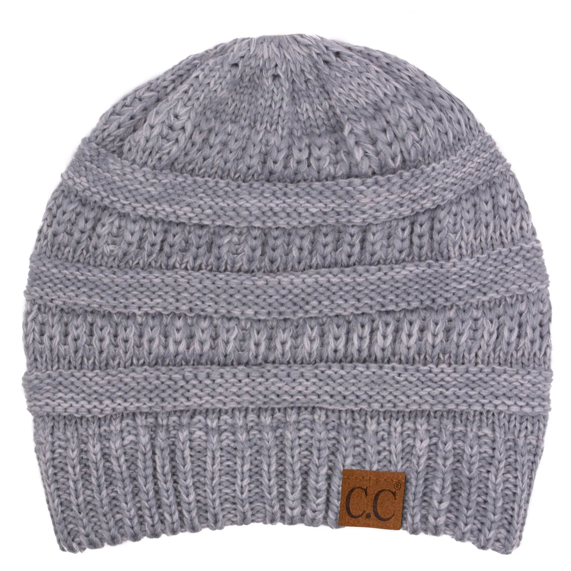 C.C YJ800 - Trendy Warm Chunky Soft Stretch Two-Toned Cable Knit Beanie Skully