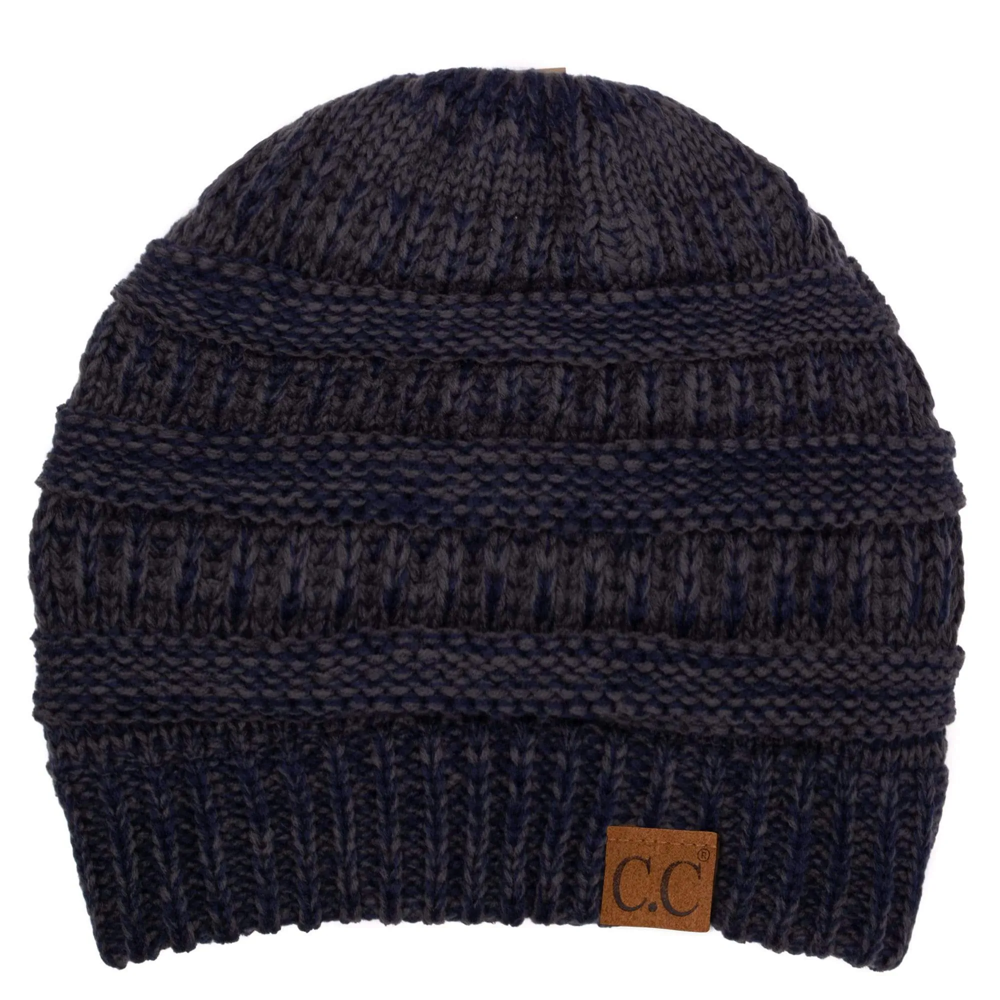 C.C YJ800 - Trendy Warm Chunky Soft Stretch Two-Toned Cable Knit Beanie Skully