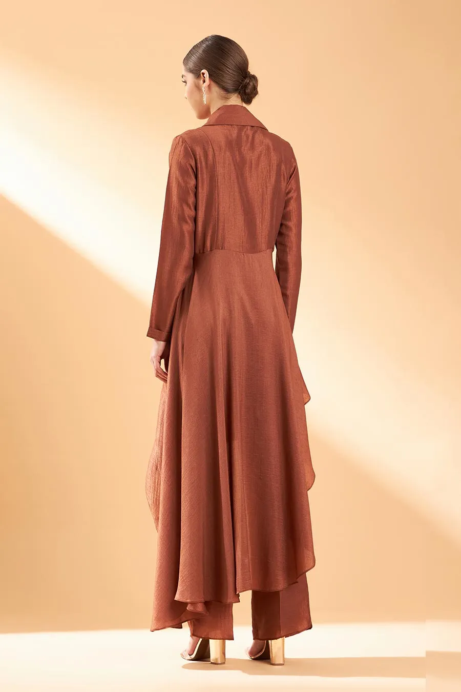 Copper Matka Silk Ornated Co-Ord Set