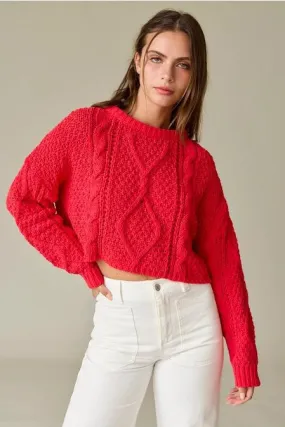 Cora Cable Knit Cropped Sweater
