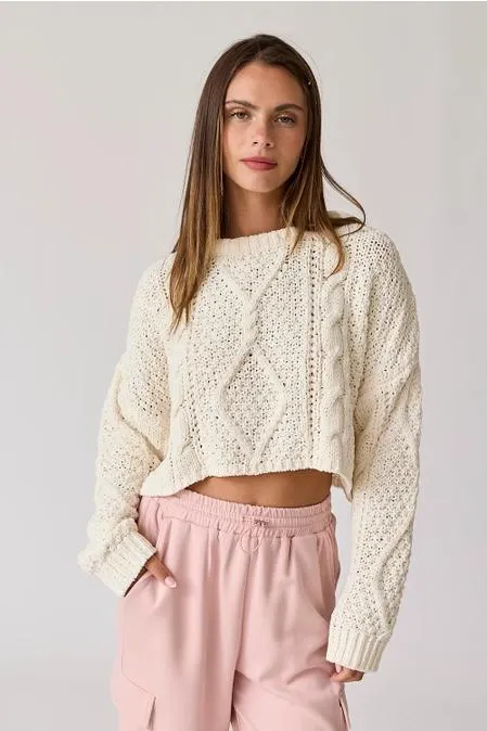 Cora Cable Knit Cropped Sweater