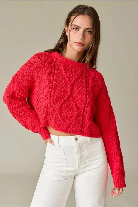 Cora Cable Knit Cropped Sweater