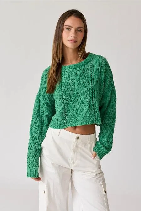 Cora Cable Knit Cropped Sweater