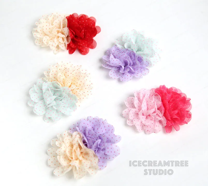 Cream Red Double Bloom Flower Collar Slide On - Large Flower Collar Accessory
