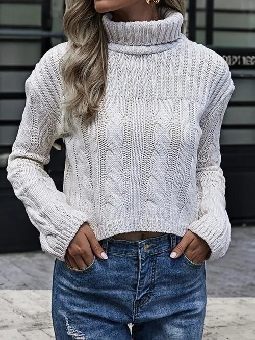 Day-To-Day Comfort Cable Knit Turtleneck Sweater
