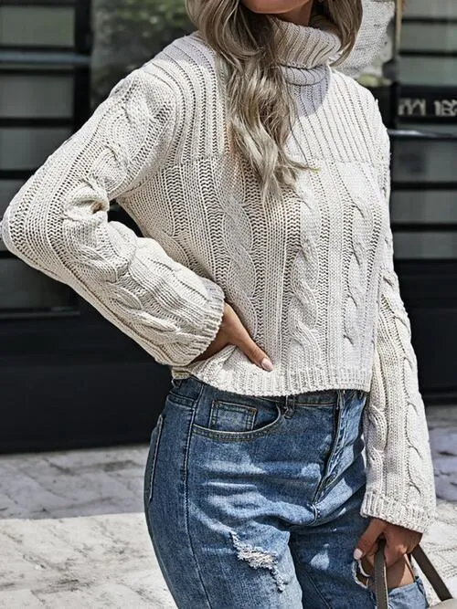 Day-To-Day Comfort Cable Knit Turtleneck Sweater