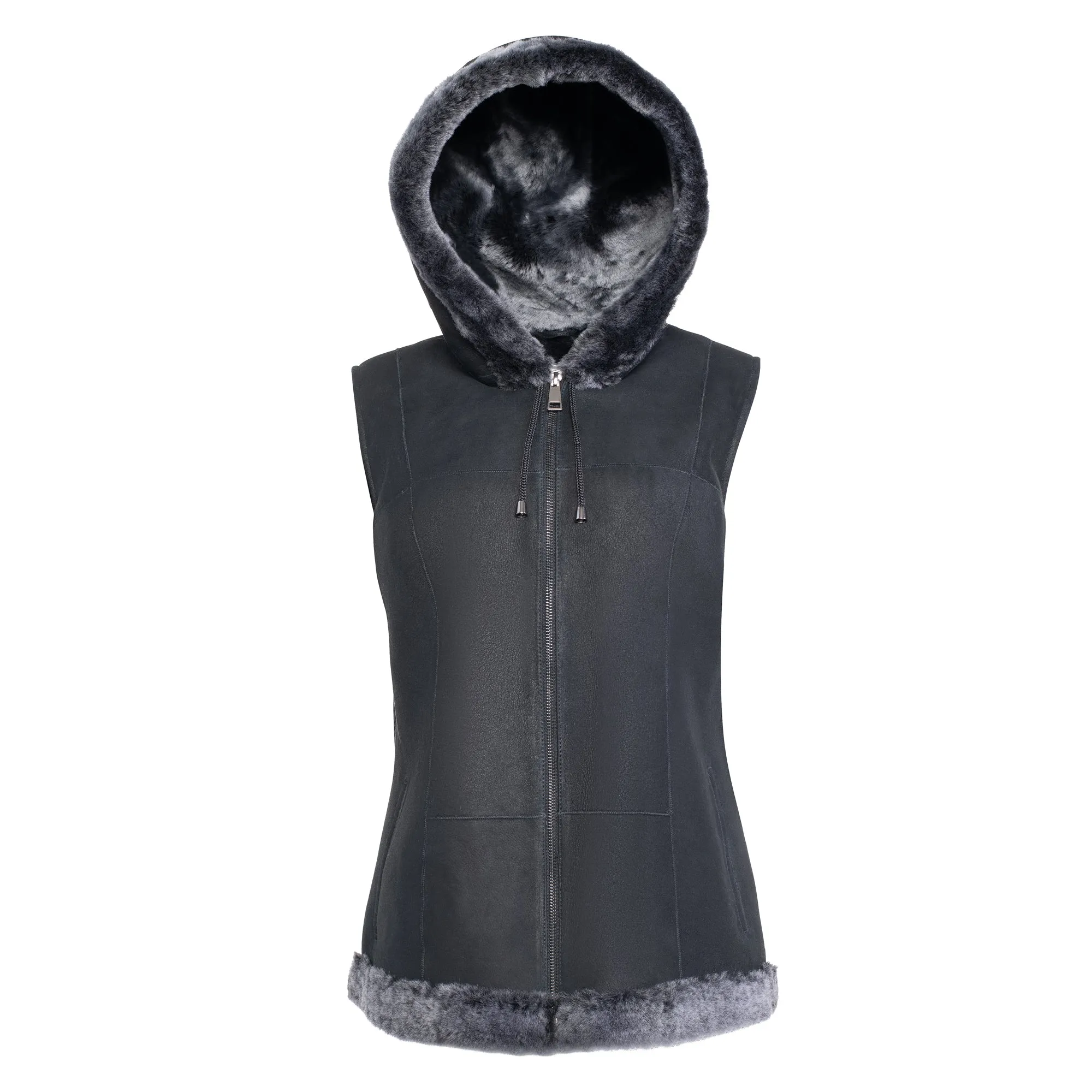 DIXIE Hoody - Merino Shearling Zip vest