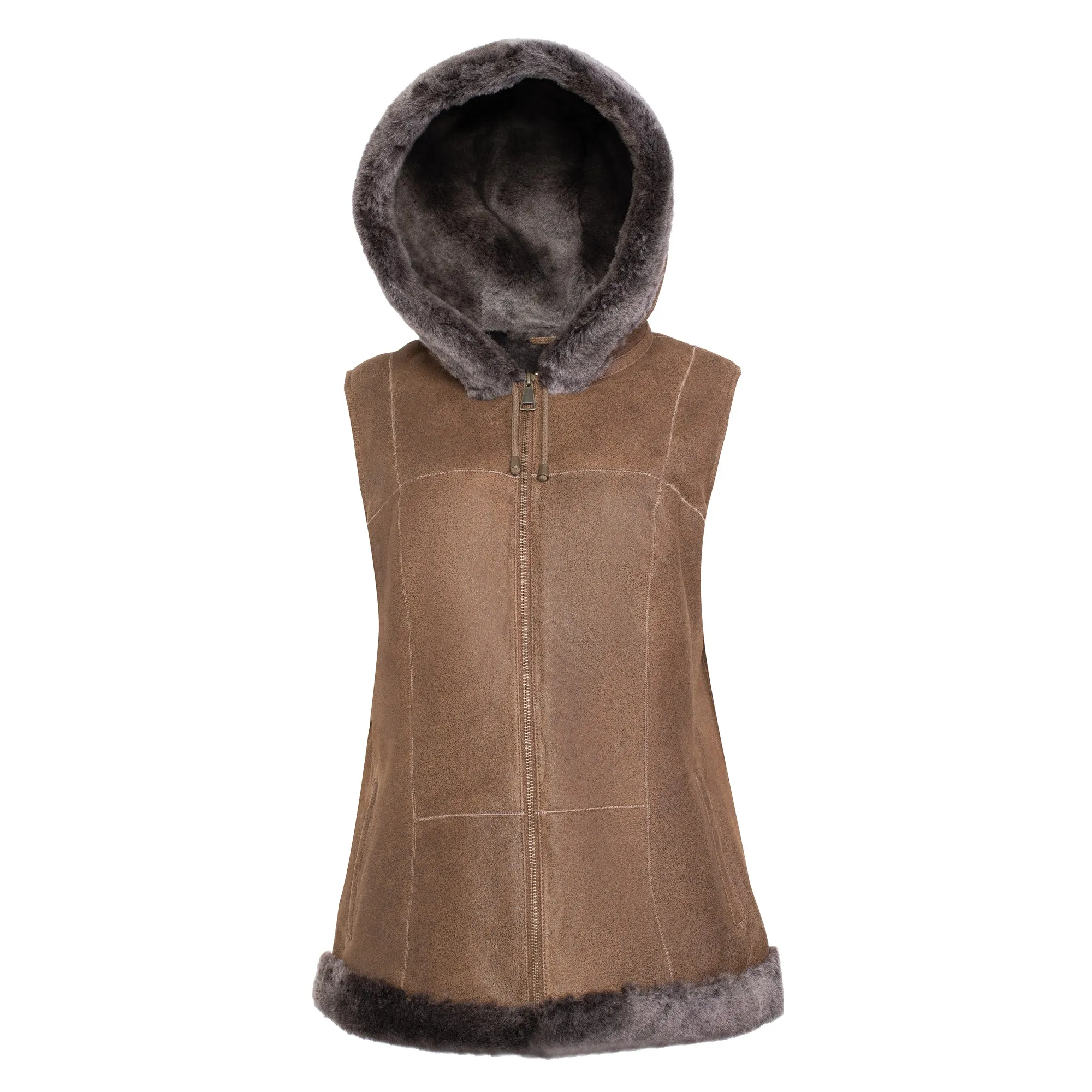 DIXIE Hoody - Merino Shearling Zip vest