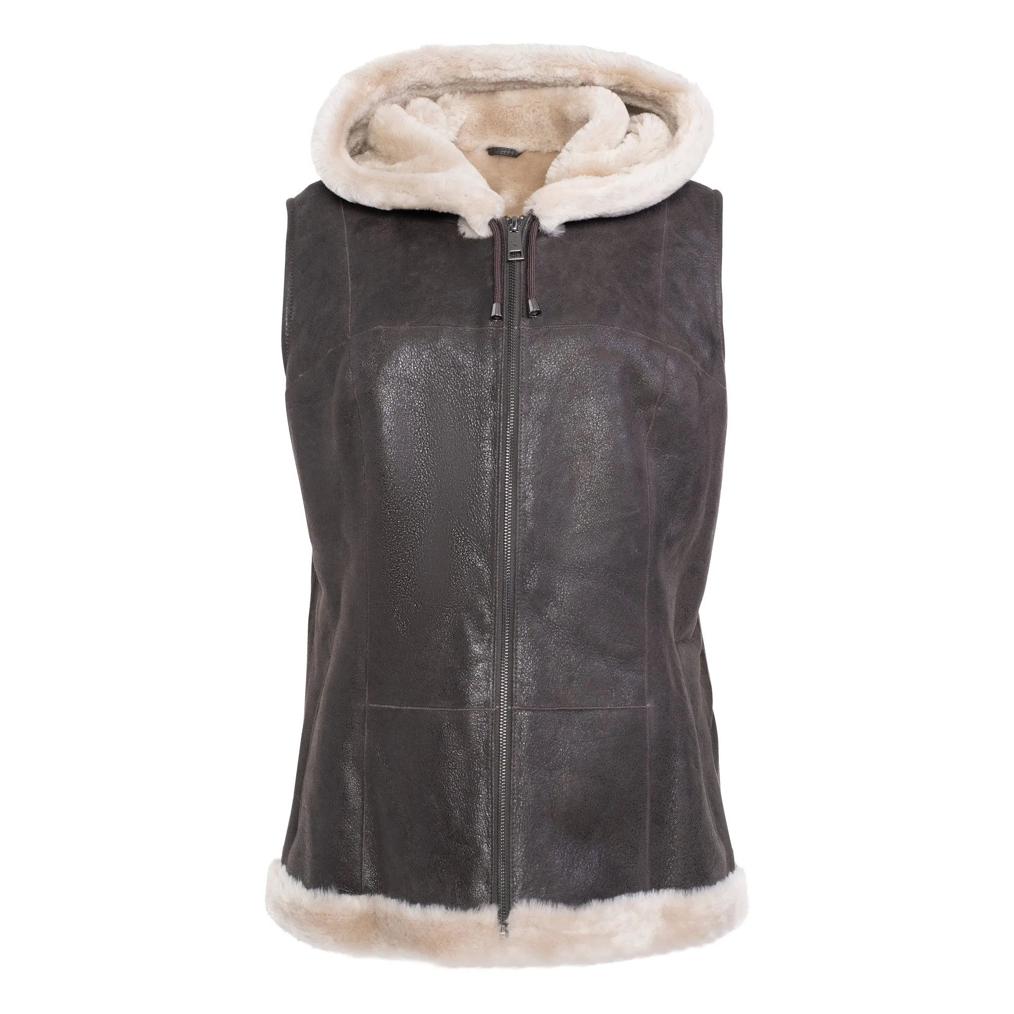 DIXIE Hoody - Merino Shearling Zip vest