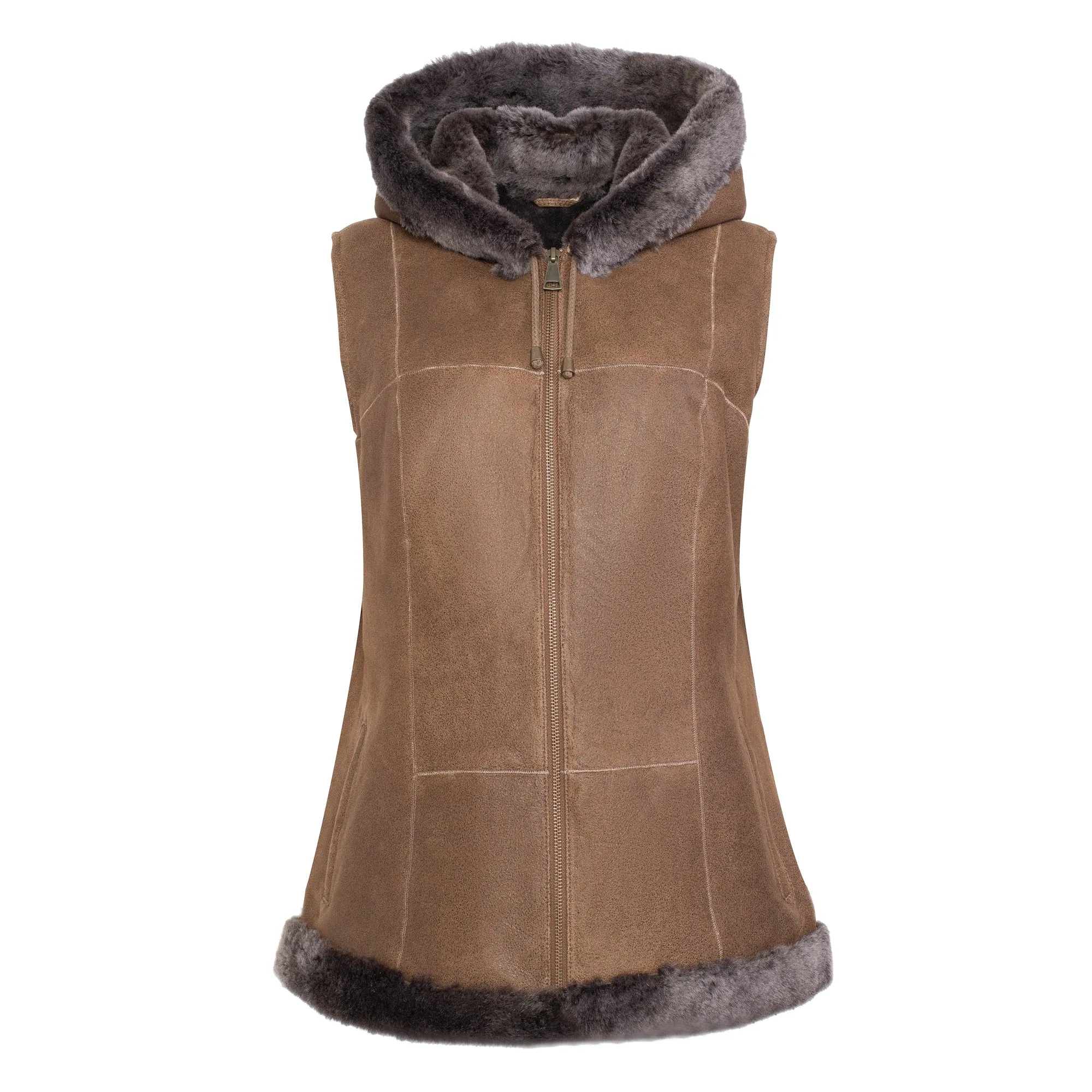DIXIE Hoody - Merino Shearling Zip vest