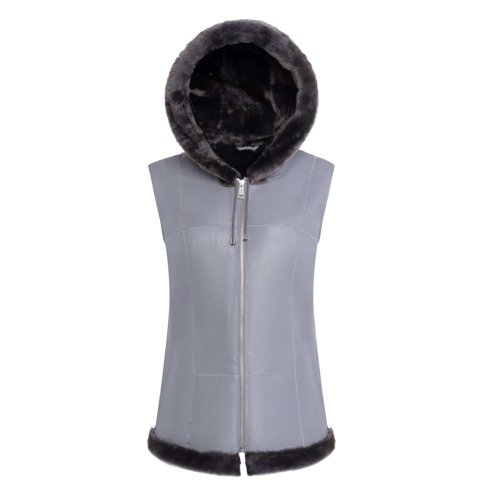 DIXIE Hoody - Merino Shearling Zip vest