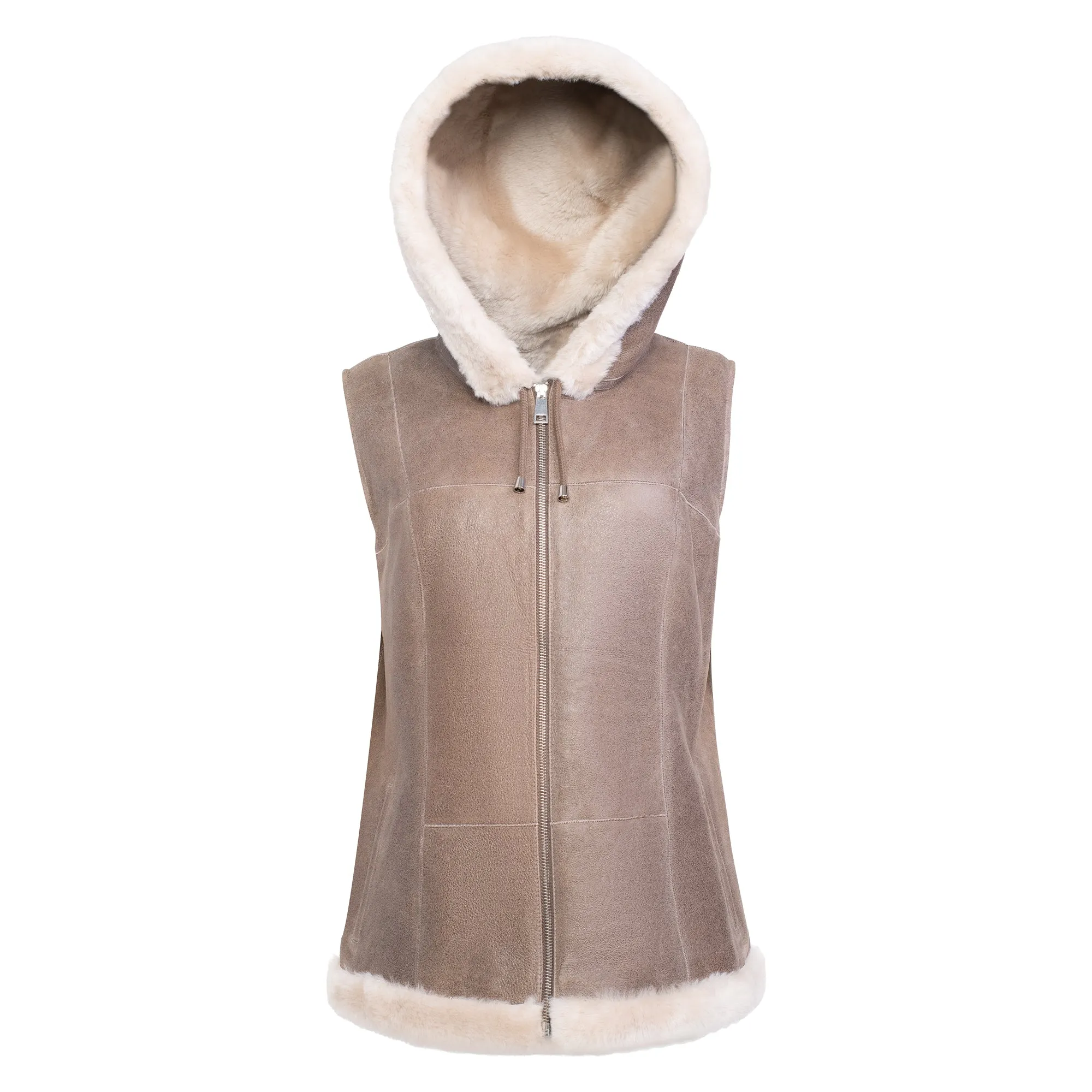 DIXIE Hoody - Merino Shearling Zip vest