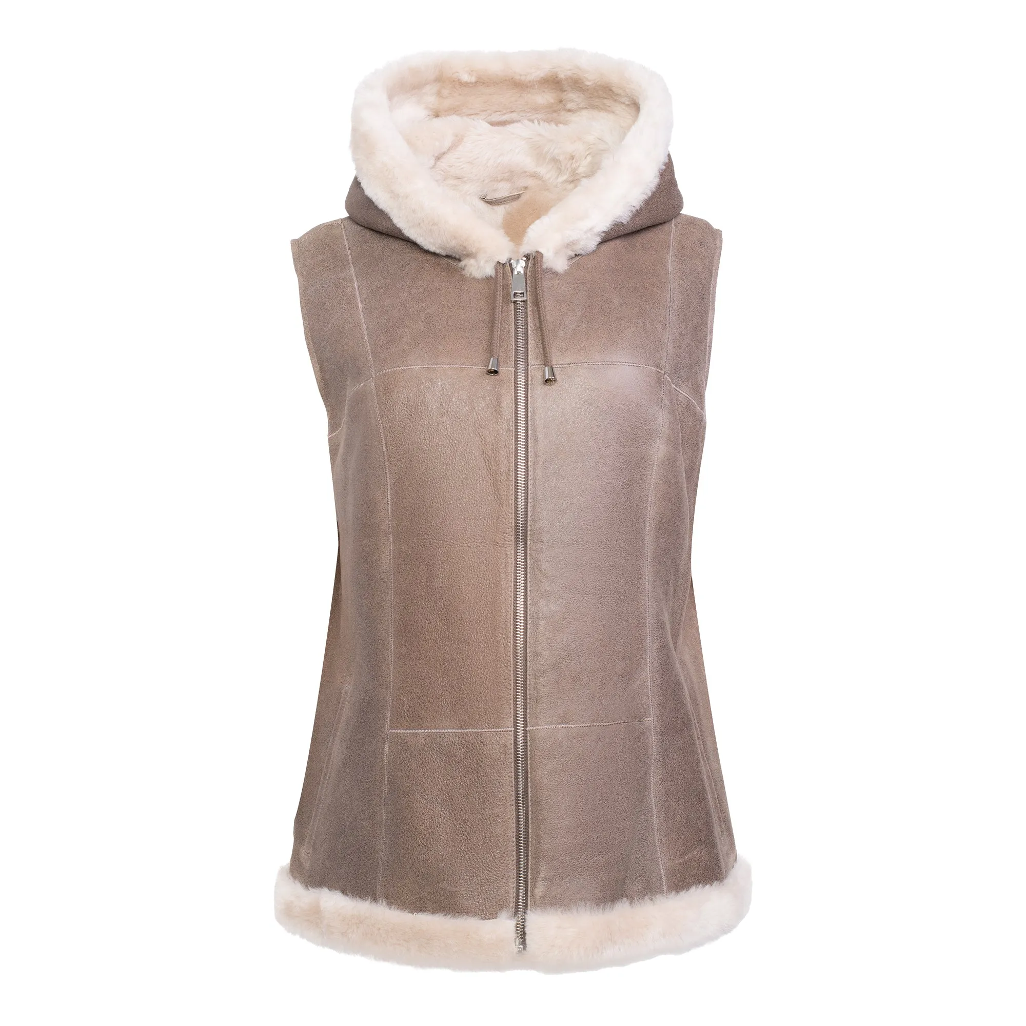 DIXIE Hoody - Merino Shearling Zip vest