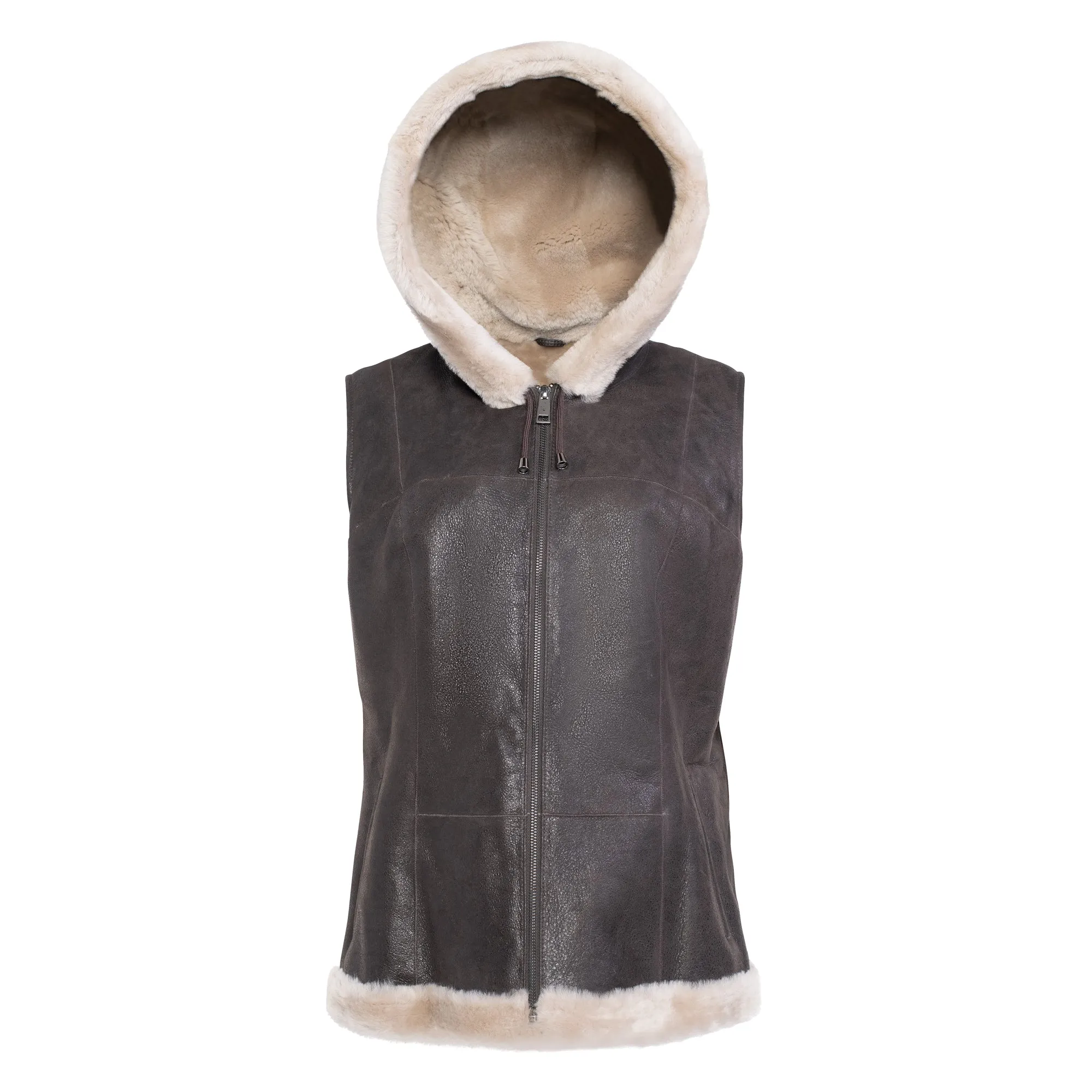 DIXIE Hoody - Merino Shearling Zip vest