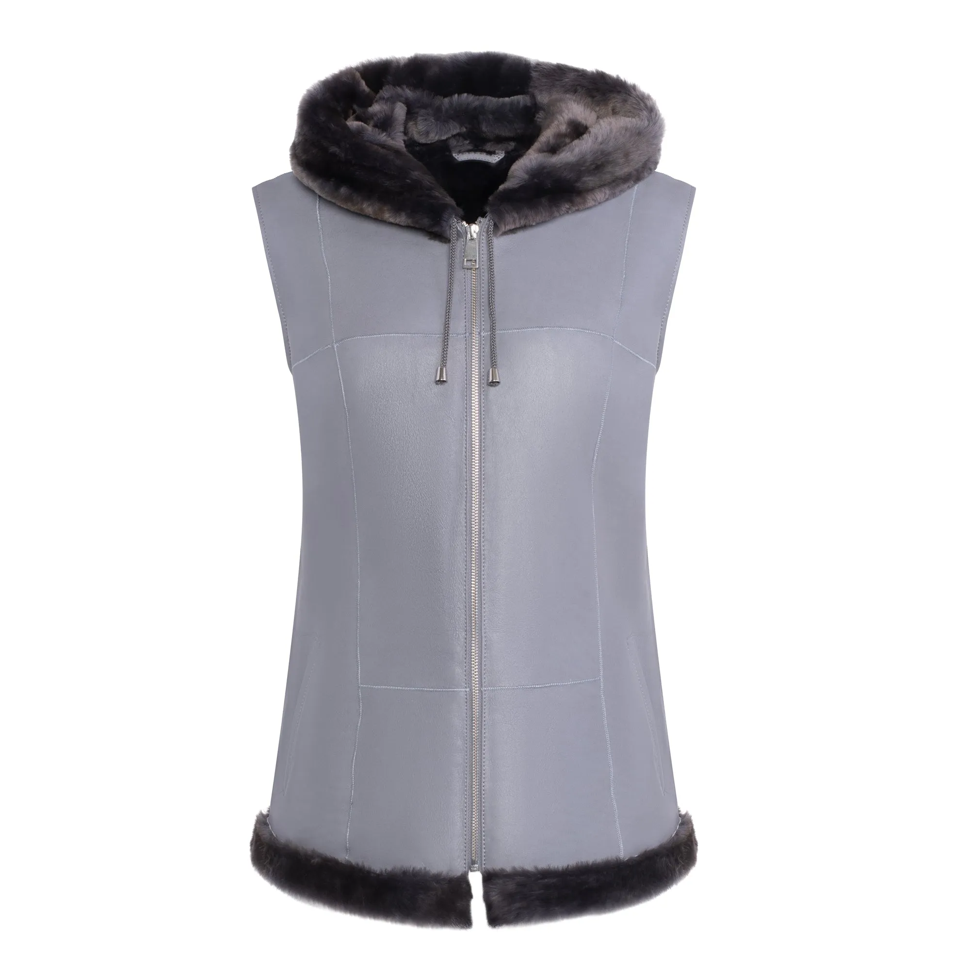 DIXIE Hoody - Merino Shearling Zip vest