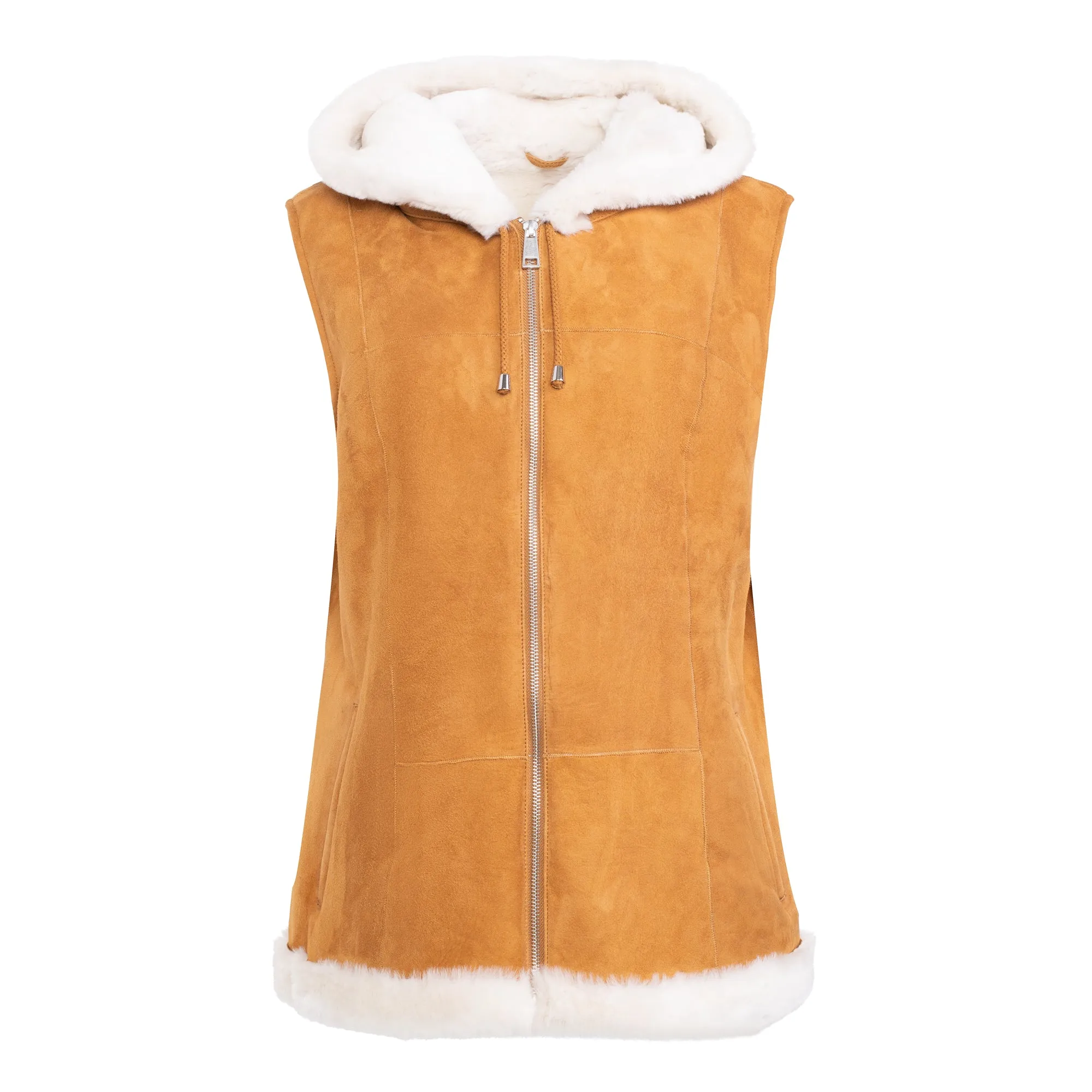 DIXIE Hoody - Merino Shearling Zip vest