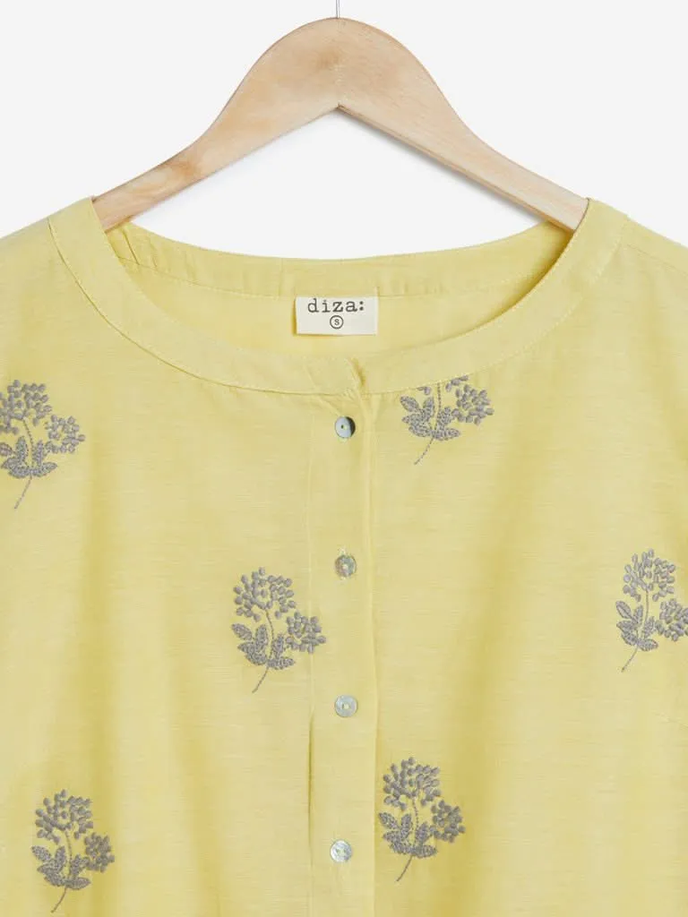 Diza Curves Yellow Embroidered Straight Kurta