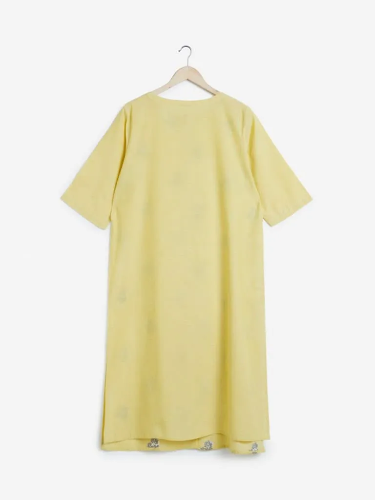 Diza Curves Yellow Embroidered Straight Kurta