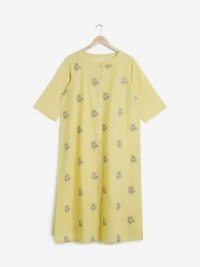 Diza Curves Yellow Embroidered Straight Kurta