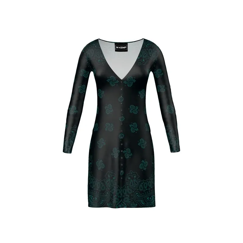 Emerald Green Bandana Art Ladies Cardigan