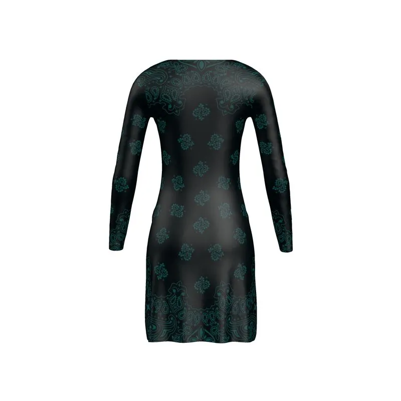Emerald Green Bandana Art Ladies Cardigan