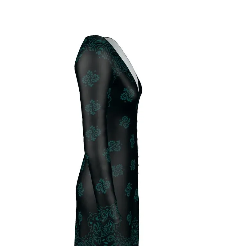 Emerald Green Bandana Art Ladies Cardigan