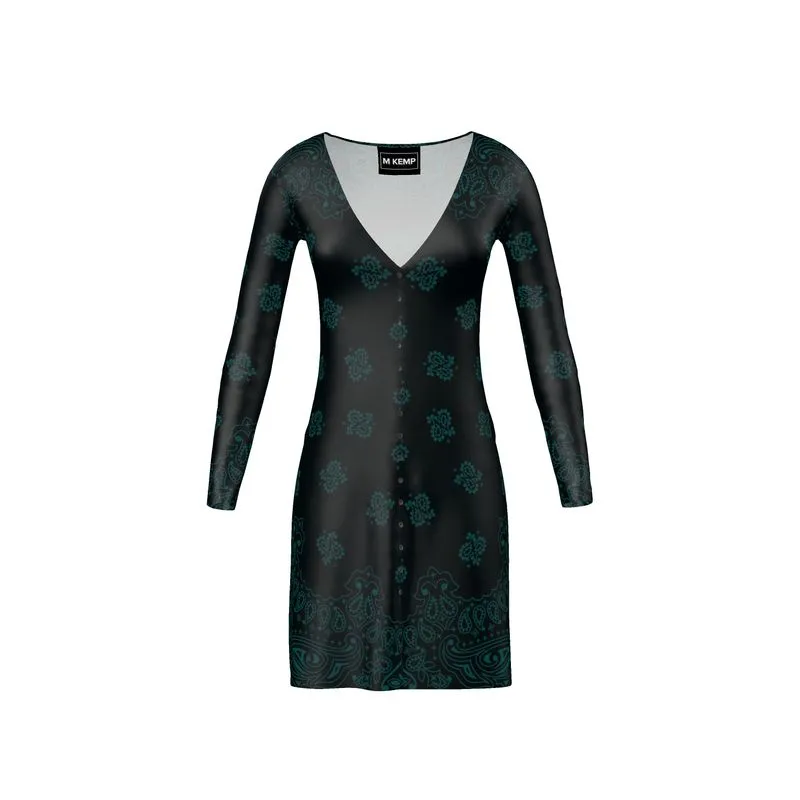Emerald Green Bandana Art Ladies Cardigan