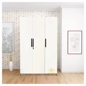 Engineered Wood 3 Door Wardrobe with Drawer, Shelves & Hanging Space for Clothes || Wooden Utility Cupboard