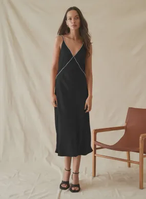 Esmaeé Illusion Slip Dress - Black