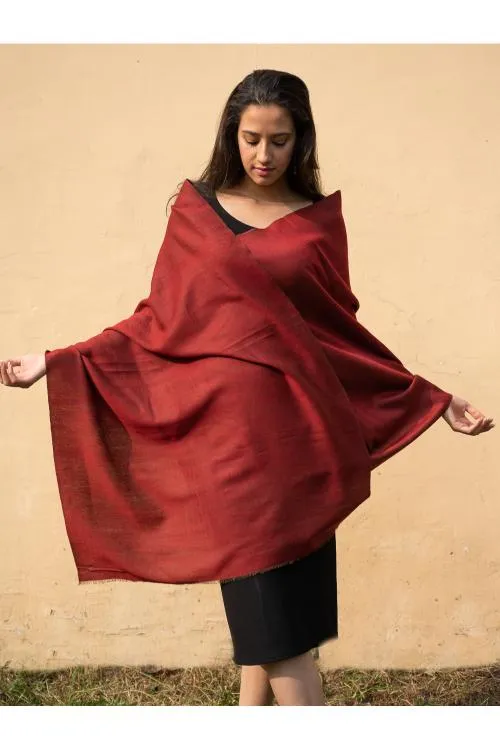 Exclusive Reversible Soft Kashmiri Wool Stole - Deep Red & Olive