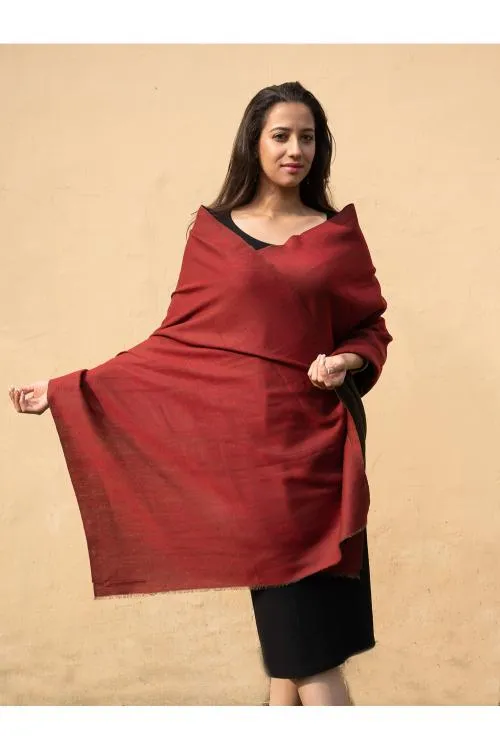 Exclusive Reversible Soft Kashmiri Wool Stole - Deep Red & Olive