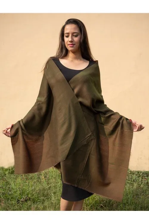 Exclusive Reversible Soft Kashmiri Wool Stole - Deep Red & Olive