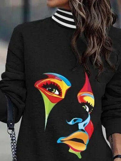 Extraordinary Long Sleeve Turtleneck Mini Dress