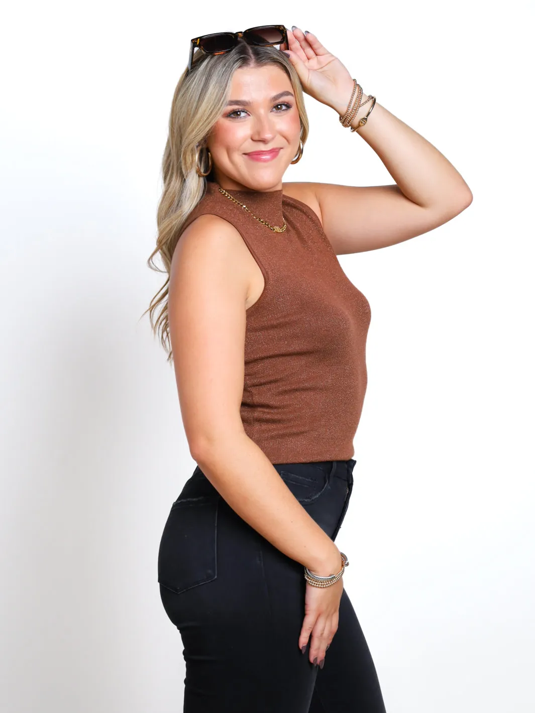 Fashionably Late Sleeveless Turtleneck Top- Final Sale