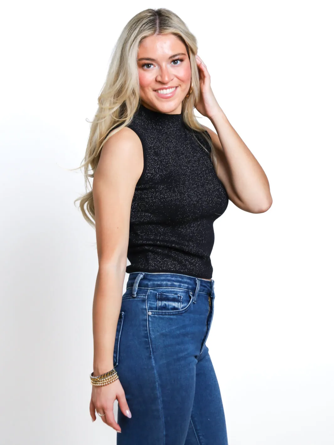 Fashionably Late Sleeveless Turtleneck Top- Final Sale