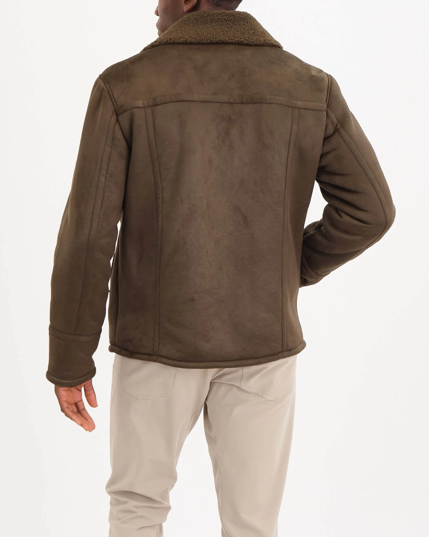 Faux Suede Zip Front Jacket