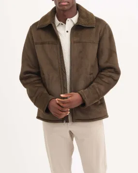 Faux Suede Zip Front Jacket
