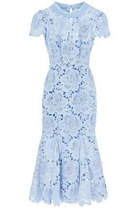 floral lace midi dress with eight RS25 911M BL BLUE