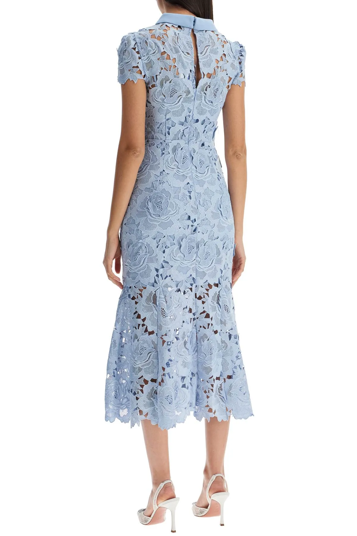 floral lace midi dress with eight RS25 911M BL BLUE