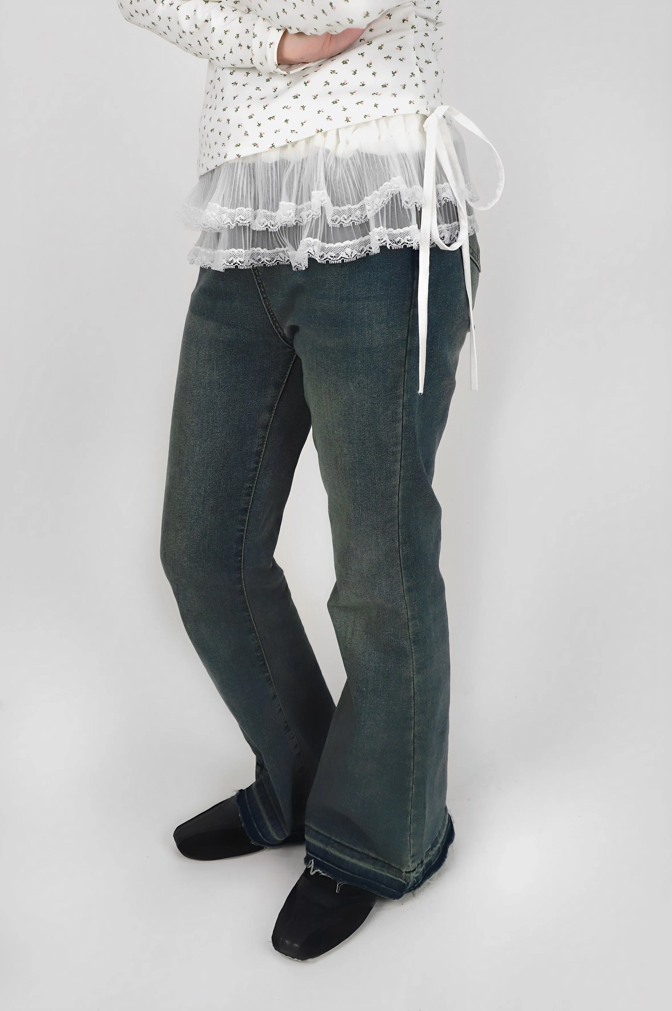 Frill layered mini skirt
